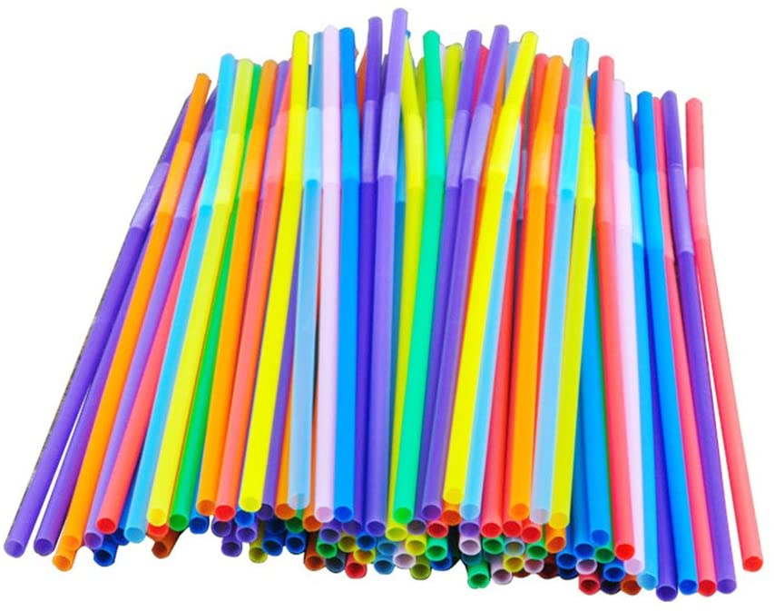 Colourful  Disposable Bendy Straws - 100 pcs