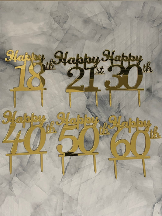 Thick Acrylic Happy Number Cake Topper