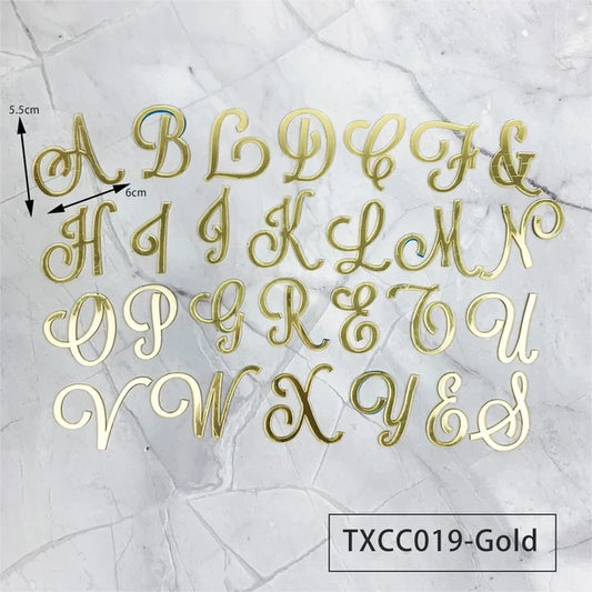 Gold A to Z Cursive Acrylic Alphabet Cake Topper