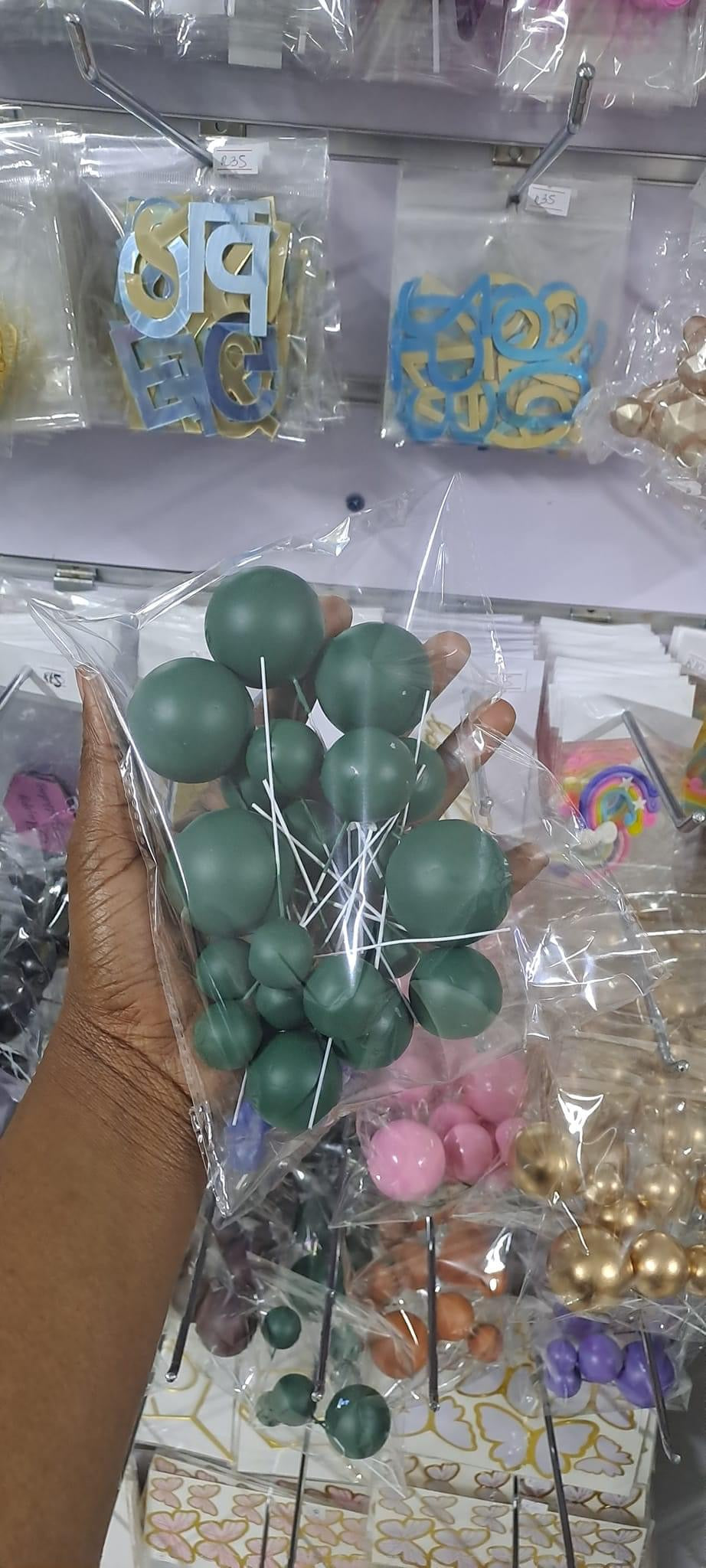 Dark Emerald Green Faux Balls Cake Decorations