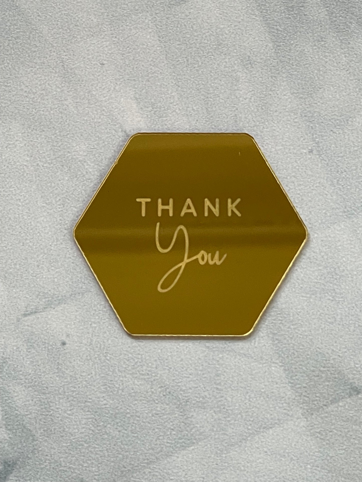 5cm Hexagon Thank you  Cup Cake Disk - 3 pcs