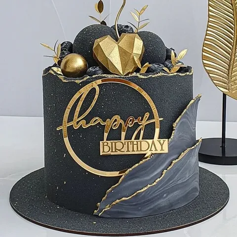 Acrylic Round Happy Birthday Cake Charm