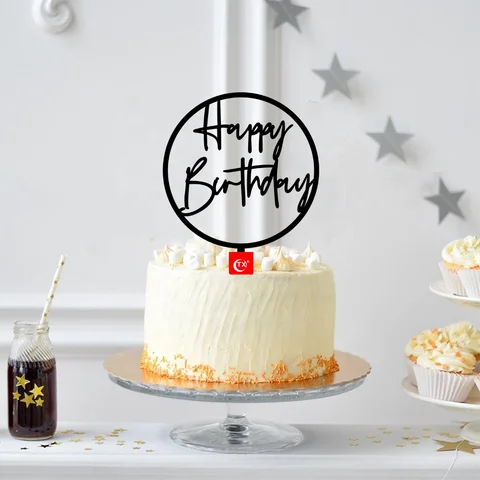 Happy Birthday Cake Topper - only black available