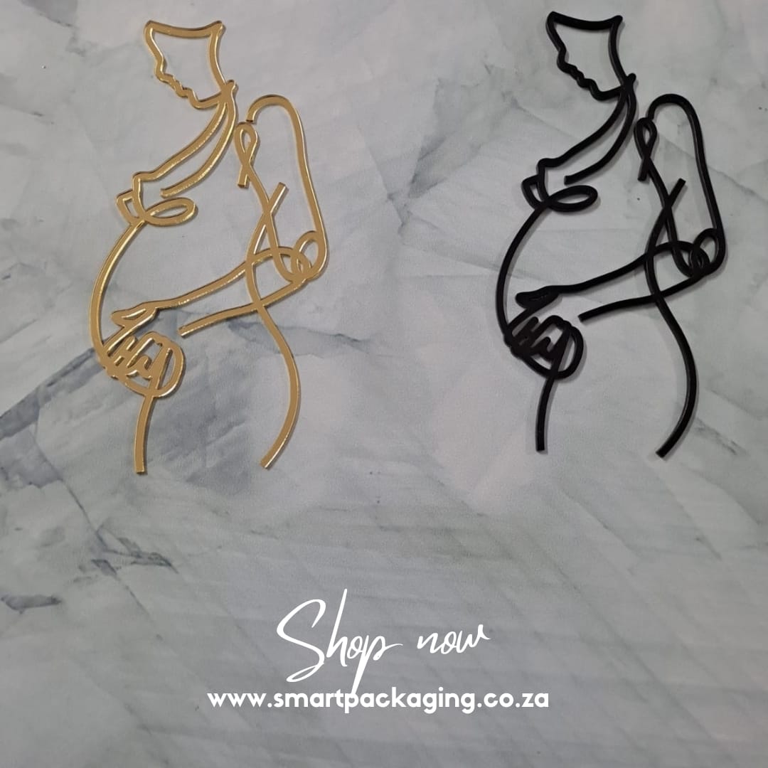 Classic Pregnancy Line Art Cake Decoration