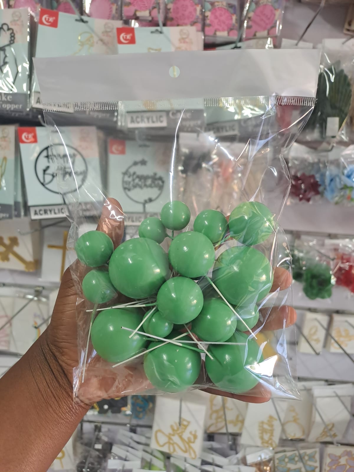Mint Green Faux Balls Cake Decorations