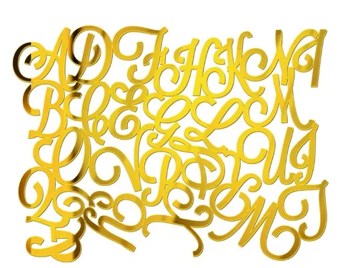Gold A to Z Cursive Acrylic Alphabet Cake Topper