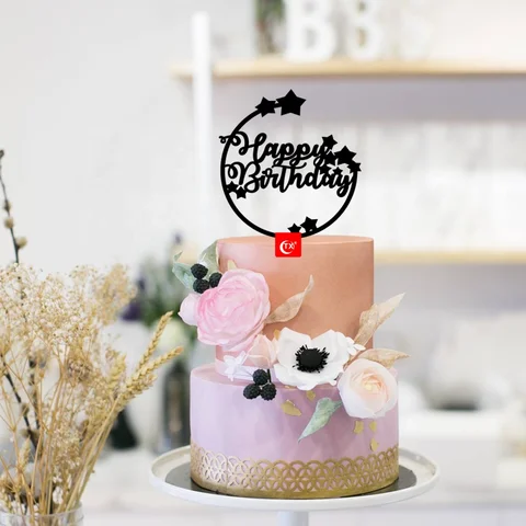 Happy Birthday Cake Topper - Only black available