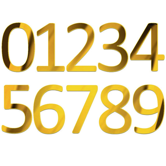 Gold 0 to 9 Acrylic Number Cake Decoration