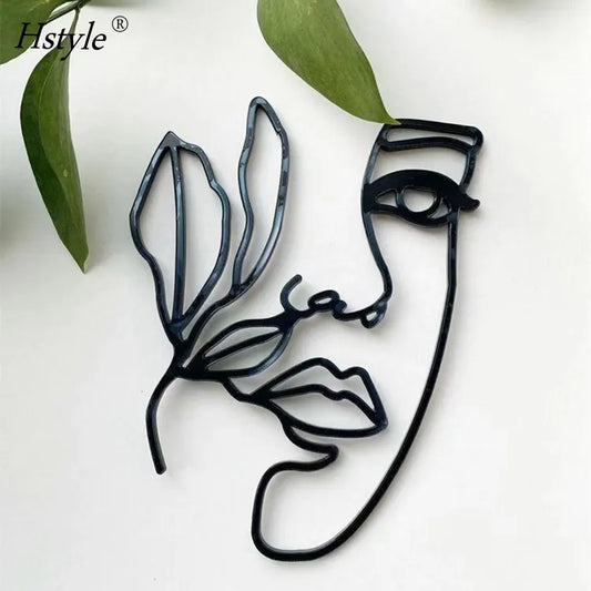 Flower Face Line Art Cake Decoration