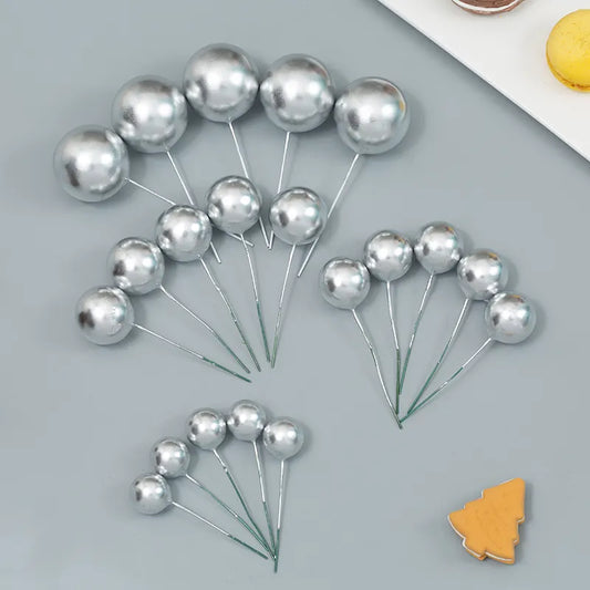 Silver Faux Balls Cake Decorations