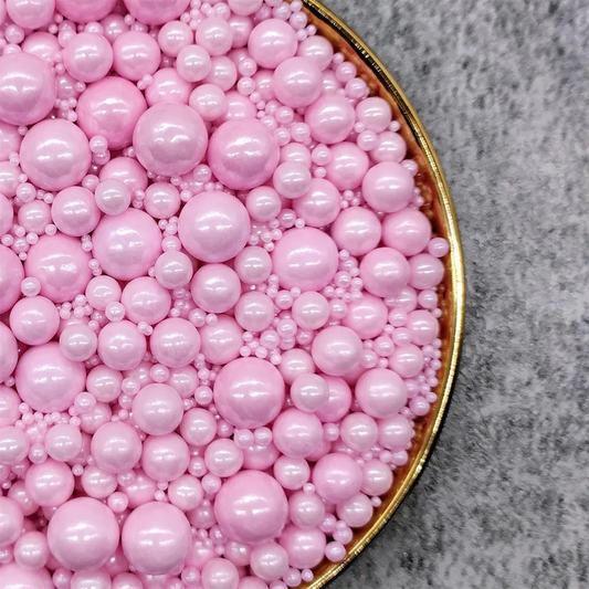 Pink Mixed Size Sugar Pearls